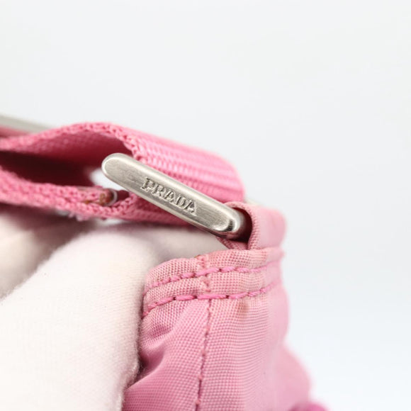PRADA Shoulder Bag Nylon Pink Silver Auth YKZ1090