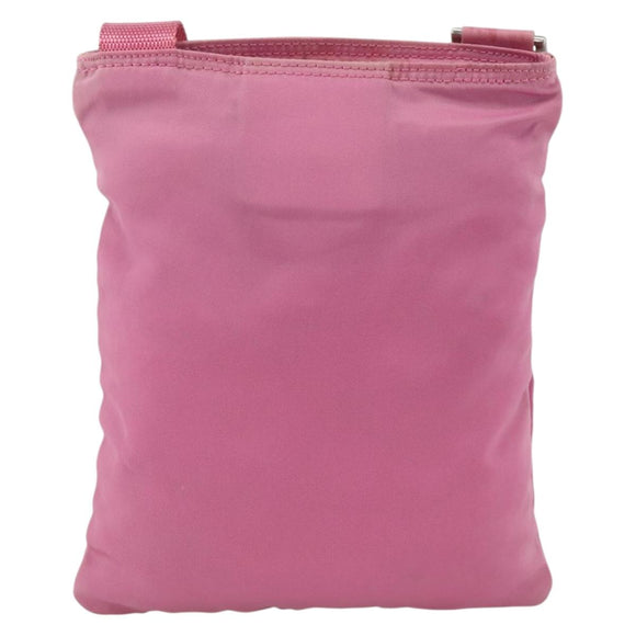 PRADA Shoulder Bag Nylon Pink Silver Auth YKZ1090