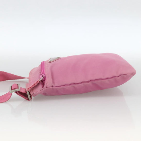 PRADA Shoulder Bag Nylon Pink Silver Auth YKZ1090
