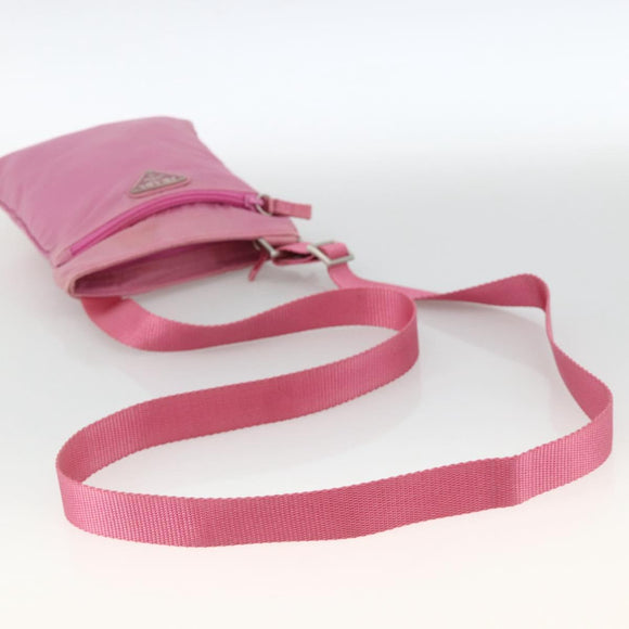 PRADA Shoulder Bag Nylon Pink Silver Auth YKZ1090