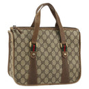 GUCCI GG Supreme Web Sherry Line Hand Bag PVC Beige Gold 41 02 039 Auth YKZ1091-1