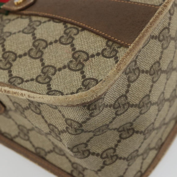 GUCCI GG Supreme Web Sherry Line Hand Bag PVC Beige Gold 41 02 039 Auth YKZ1091