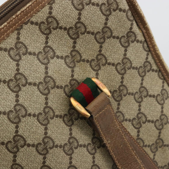 GUCCI GG Supreme Web Sherry Line Hand Bag PVC Beige Gold 41 02 039 Auth YKZ1091