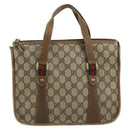 GUCCI GG Supreme Web Sherry Line Hand Bag PVC Beige Gold 41 02 039 Auth YKZ1091-2