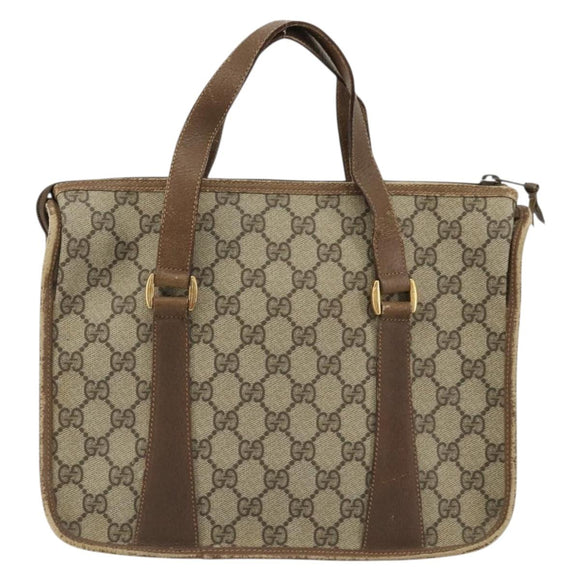 GUCCI GG Supreme Web Sherry Line Hand Bag PVC Beige Gold 41 02 039 Auth YKZ1091