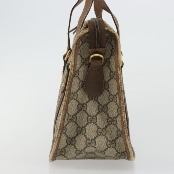 GUCCI GG Supreme Web Sherry Line Hand Bag PVC Beige Gold 41 02 039 Auth YKZ1091