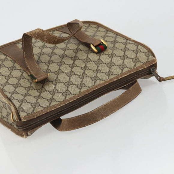 GUCCI GG Supreme Web Sherry Line Hand Bag PVC Beige Gold 41 02 039 Auth YKZ1091