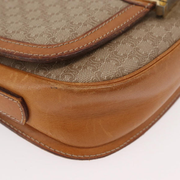 CELINE Macadam Canvas Shoulder Bag PVC Beige Gold Auth YKZ1092