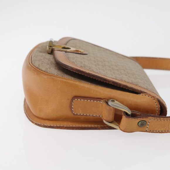 CELINE Macadam Canvas Shoulder Bag PVC Beige Gold Auth YKZ1092