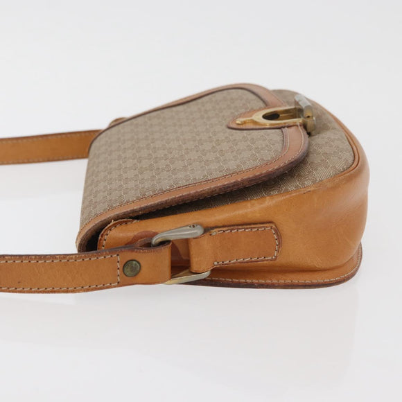CELINE Macadam Canvas Shoulder Bag PVC Beige Gold Auth YKZ1092