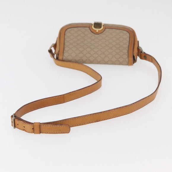 CELINE Macadam Canvas Shoulder Bag PVC Beige Gold Auth YKZ1092