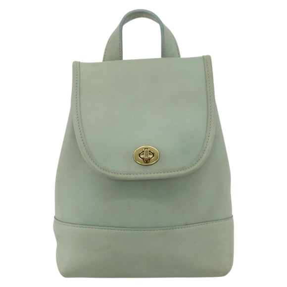 Coach Backpack Leather Green Gold Auth YKZ1093A