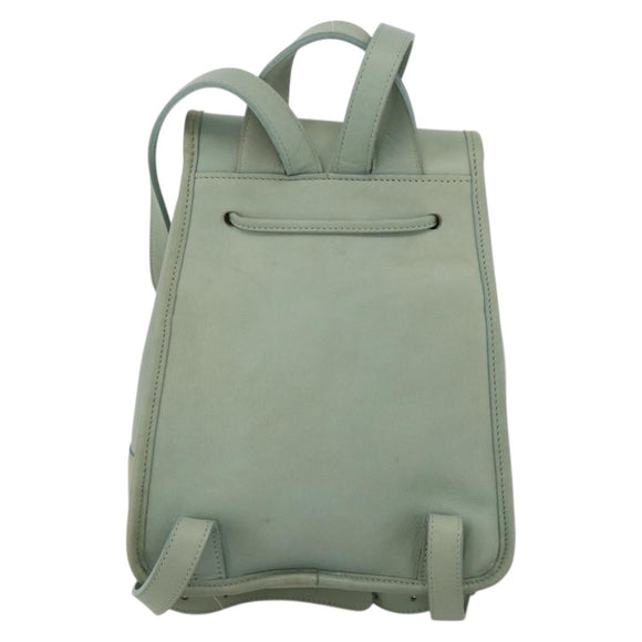 Coach Backpack Leather Green Gold Auth YKZ1093A