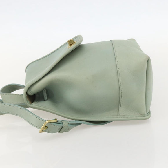 Coach Backpack Leather Green Gold Auth YKZ1093A