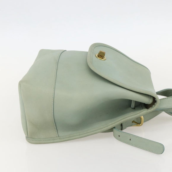 Coach Backpack Leather Green Gold Auth YKZ1093A