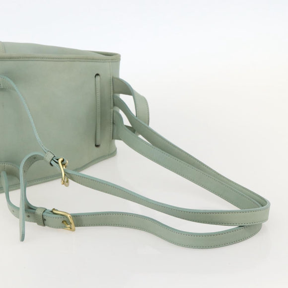 Coach Backpack Leather Green Gold Auth YKZ1093A