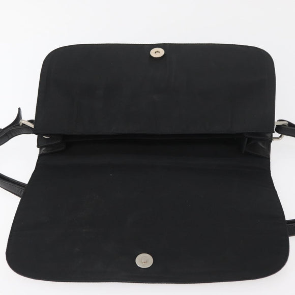 PRADA Shoulder Bag Nylon Black Silver Auth YKZ1095A