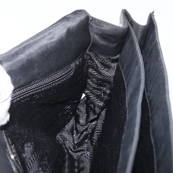 PRADA Umhängetasche Nylon Schwarz Silber Auth YKZ1095A