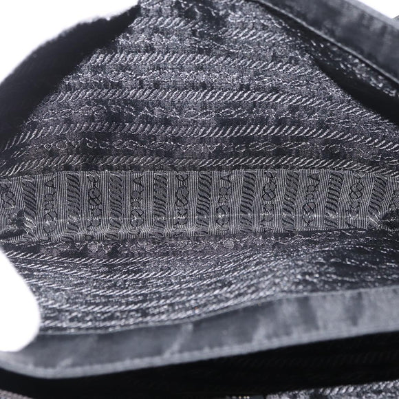 PRADA Shoulder Bag Nylon Black Silver Auth YKZ1095A