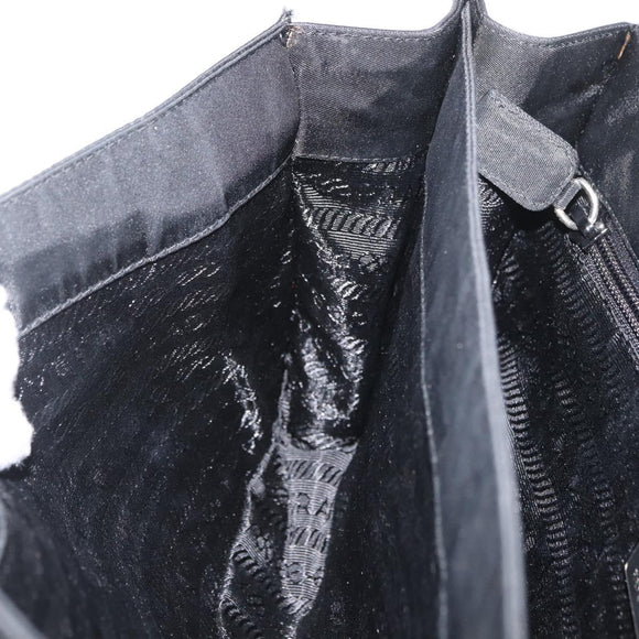 PRADA Umhängetasche Nylon Schwarz Silber Auth YKZ1095A