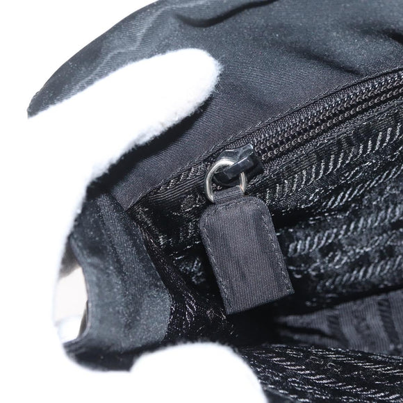 PRADA Shoulder Bag Nylon Black Silver Auth YKZ1095A