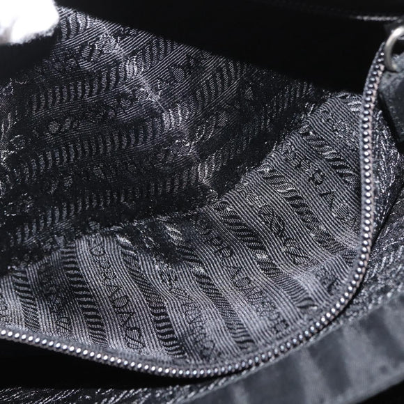 PRADA Shoulder Bag Nylon Black Silver Auth YKZ1095A