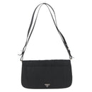 PRADA Shoulder Bag Nylon Black Silver Auth YKZ1095A-13