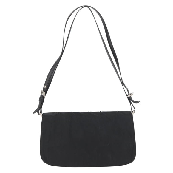 PRADA Shoulder Bag Nylon Black Silver Auth YKZ1095A