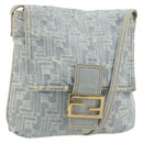 FENDI Zucca Canvas Mamma Baguette Shoulder Bag Blue Gold Auth YKZ1096V-1