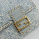 FENDI Zucca Canvas Mamma Baguette Shoulder Bag Blue Gold Auth YKZ1096V-18