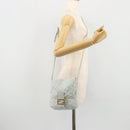 FENDI Zucca Canvas Mamma Baguette Shoulder Bag Blue Gold Auth YKZ1096V-24