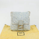 FENDI Zucca Canvas Mamma Baguette Shoulder Bag Blue Gold Auth YKZ1096V-12