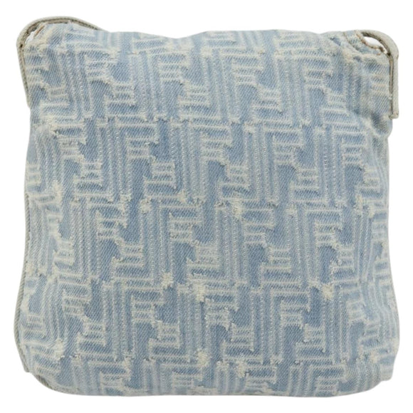 FENDI Zucca Canvas Mamma Baguette Shoulder Bag Blue Gold Auth YKZ1096V