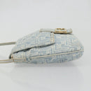 FENDI Zucca Canvas Mamma Baguette Shoulder Bag Blue Gold Auth YKZ1096V-4