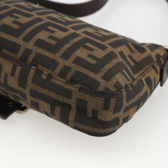 FENDI Zucca Canvas Mamma Baguette Shoulder Bag Brown Black Auth YKZ1097SAV