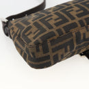 FENDI Zucca Canvas Mamma Baguette Shoulder Bag Brown Black Auth YKZ1097SAV-17