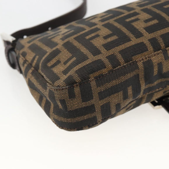 FENDI Zucca Canvas Mamma Baguette Shoulder Bag Brown Black Auth YKZ1097SAV