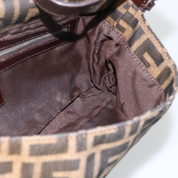 FENDI Zucca Canvas Mamma Baguette Shoulder Bag Brown Black Auth YKZ1097SAV