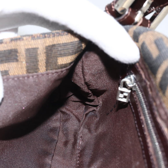 FENDI Zucca Canvas Mamma Baguette Shoulder Bag Brown Black Auth YKZ1097SAV