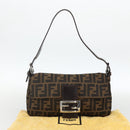 FENDI Zucca Canvas Mamma Baguette Shoulder Bag Brown Black Auth YKZ1097SAV-12