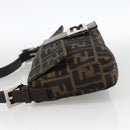 FENDI Zucca Canvas Mamma Baguette Shoulder Bag Brown Black Auth YKZ1097SAV-3