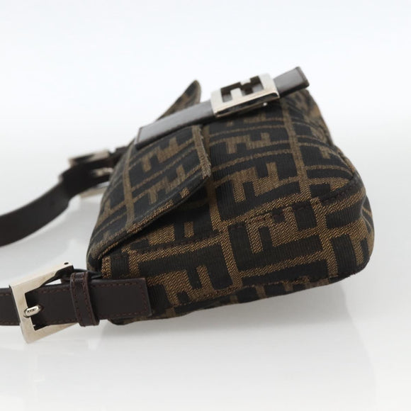 FENDI Zucca Canvas Mamma Baguette Shoulder Bag Brown Black Auth YKZ1097SAV