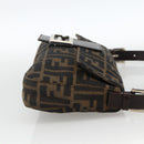 FENDI Zucca Canvas Mamma Baguette Shoulder Bag Brown Black Auth YKZ1097SAV-4