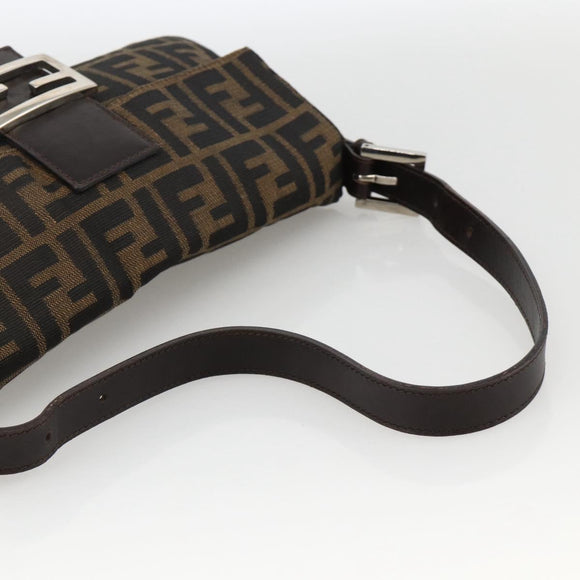 FENDI Zucca Canvas Mamma Baguette Shoulder Bag Brown Black Auth YKZ1097SAV