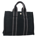 HERMES Fourre Tout PM Hand Bag Canvas Black Silver Auth YKZ1099-1