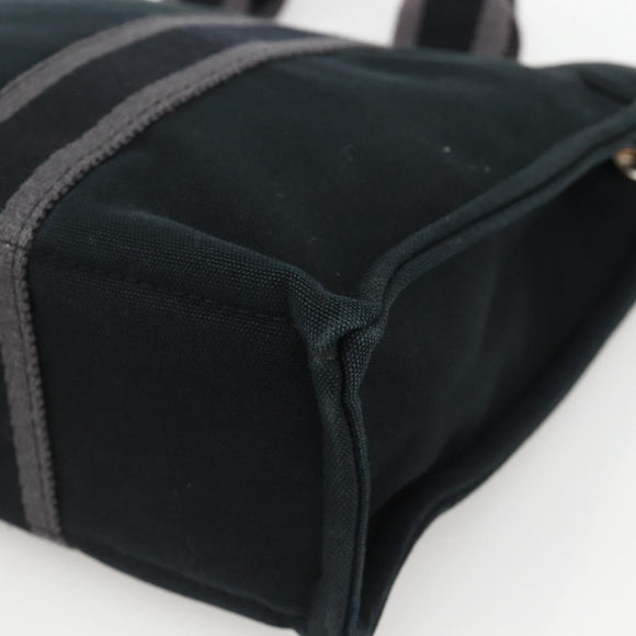 HERMES Fourre Tout PM Hand Bag Canvas Black Silver Auth YKZ1099