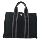 HERMES Fourre Tout PM Hand Bag Canvas Black Silver Auth YKZ1099-13