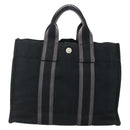HERMES Fourre Tout PM Hand Bag Canvas Black Silver Auth YKZ1099-2
