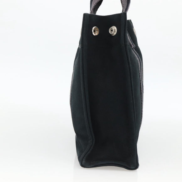 HERMES Fourre Tout PM Hand Bag Canvas Black Silver Auth YKZ1099