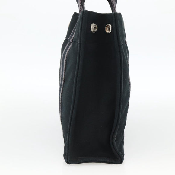 HERMES Fourre Tout PM Hand Bag Canvas Black Silver Auth YKZ1099